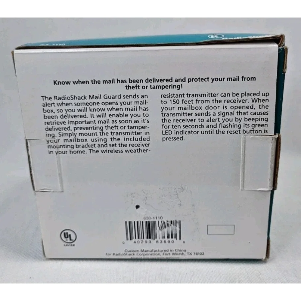 RadioShack Wireless Mail Guard Alert to Open Mailbox Radio Shack 63-1110 MINT